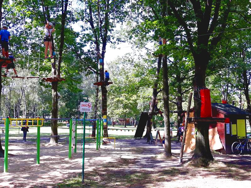 Park Linowy Lina Adrena w Gliwicach. Widok ogólny parku